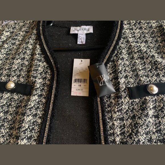 Joseph Ribkoff Open-Front Jacket With Rhinestones, and Frill. Size US 18. - Picture 3 of 4